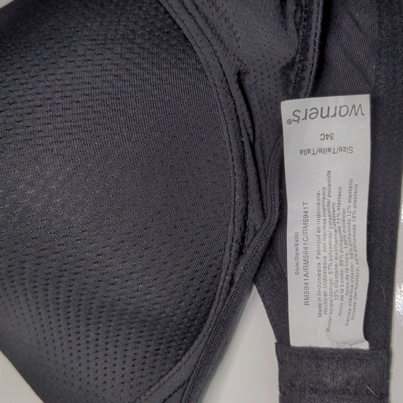 Black Warner's wireless tshirt bra size 34C - Picture 3 of 5